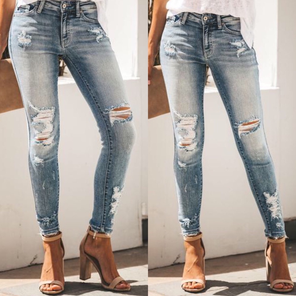 Kancan Distressed Skinny Jeans KC8373M - Picture 3 of 4